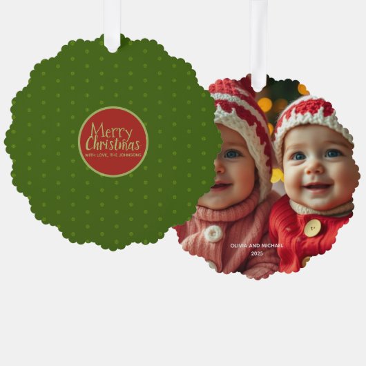 メリークリスマス追加フォト紙オーナメントカード オーナメントカード (正面/裏面)