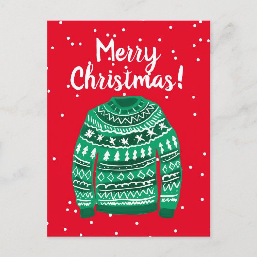 メリークリスマス醜いクリスマスセータースケッチ シーズンポストカード (正面)