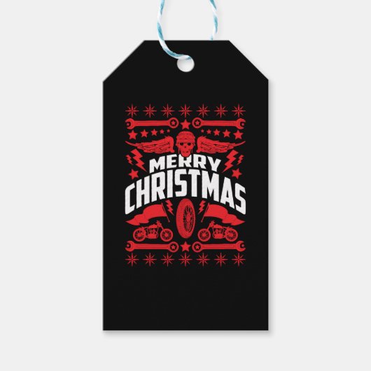 メリークリスマス醜いクリスマスバイクバイクもしくは自転車に乗る人 ギフトタグ (正面)
