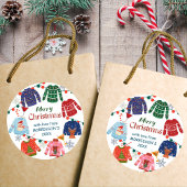 メリークリスマス醜いセーターおもしろいパーティー ラウンドシール