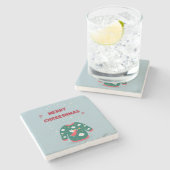 メリークリスマス醜いセーター天使 ストーンコースター (横)