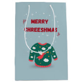 メリークリスマス醜いセーター天使 ミディアムペーパーバッグ (正面)