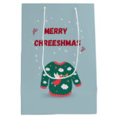 メリークリスマス醜いセーター天使 ミディアムペーパーバッグ (裏面)