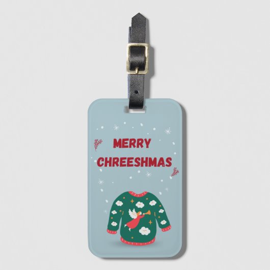 メリークリスマス醜いセーター天使 ラゲッジタグ (正面縦)
