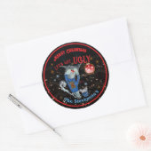 メリークリスマス醜いセーター猫とマウス ラウンドシール (封筒)