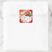 メリークリスマス野球をパーソナライズ スクエアシール (バッグ)