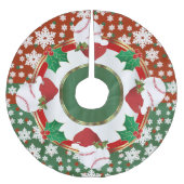 メリークリスマス野球好き ブラッシュドポリエステルツリースカート (正面)