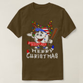 メリークリスマス野球選手クリスマスライトX Tシャツ (デザイン正面)