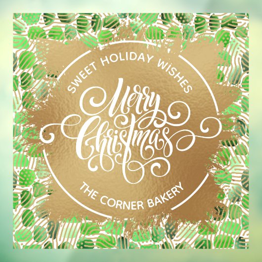 メリークリスマス金ゴールドとグリーン ウィンドウサイン (シート3)