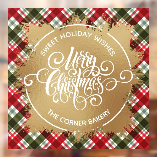 メリークリスマス金ゴールドとプレイド ウィンドウサイン (シート2)