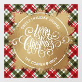 メリークリスマス金ゴールドとプレイド ウィンドウサイン (シート)