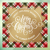 メリークリスマス金ゴールドとプレイド ウィンドウサイン (シート3)