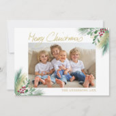 メリークリスマス金ゴールドの果実の写真クリスマス シーズンカード (正面)