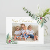 メリークリスマス金ゴールドの果実の写真クリスマス シーズンカード (スタンド正面)