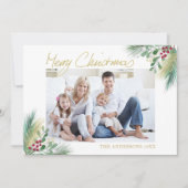 メリークリスマス金ゴールドの果実の写真クリスマス シーズンカード (正面)