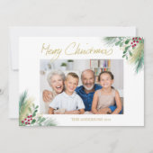 メリークリスマス金ゴールドの果実の写真クリスマス シーズンカード (正面)