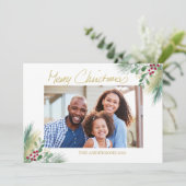 メリークリスマス金ゴールドの果実の写真クリスマス シーズンカード (スタンド正面)