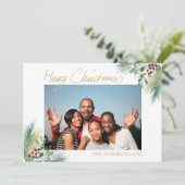 メリークリスマス金ゴールドの果実の写真クリスマス シーズンカード (スタンド正面)