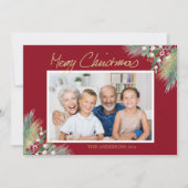 メリークリスマス金ゴールドの果実の写真クリスマス シーズンカード (正面)