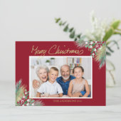 メリークリスマス金ゴールドの果実の写真クリスマス シーズンカード (スタンド正面)