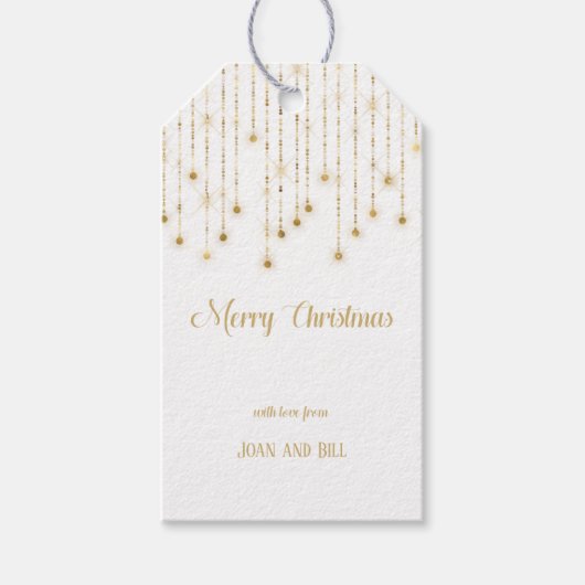 メリークリスマス金ゴールドの輝き ギフトタグ (正面)