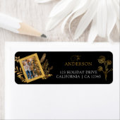 メリークリスマス金ゴールドアーチブラックエレガント写真 ラベル (インサイチュ)