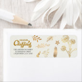 メリークリスマス金ゴールドアーチホワイトエレガントアドレスラ ラベル (インサイチュ)
