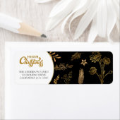 メリークリスマス金ゴールドアーチ白黒エレガント ラベル (インサイチュ)