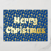 メリークリスマス金ゴールドイエスはネエレガントビーブルーを渡る 箔シーズンカード (正面)