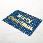 メリークリスマス金ゴールドイエスはネエレガントビーブルーを渡る 箔シーズンカード (回転した状態)