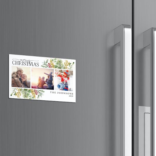 メリークリスマス金ゴールドウィンターフォトホリデーマグネット