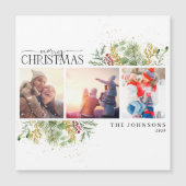 メリークリスマス金ゴールドウィンターフォトホリデーマグネット (正面)