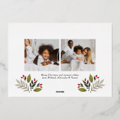 メリークリスマス金ゴールドエレガントスクリプト緑の写真 箔シーズンカード (裏面)