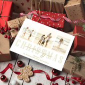 メリークリスマス金ゴールドエレガント書道プレイド シーズンカード