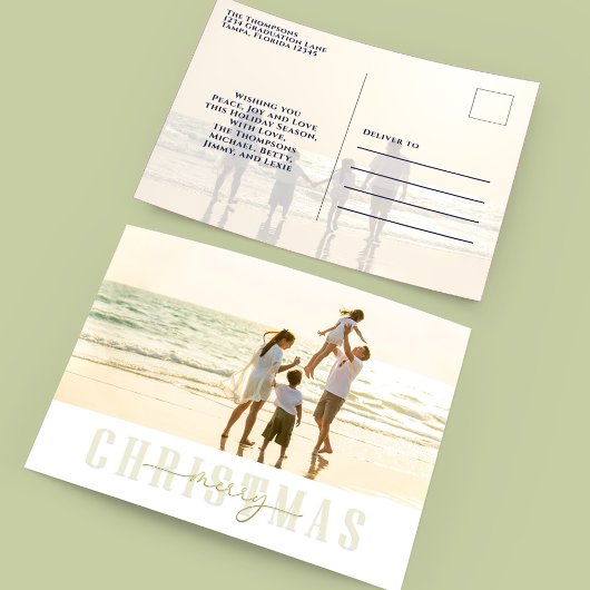 メリークリスマス金ゴールドエレガント書道2枚の写真 シーズンポストカード