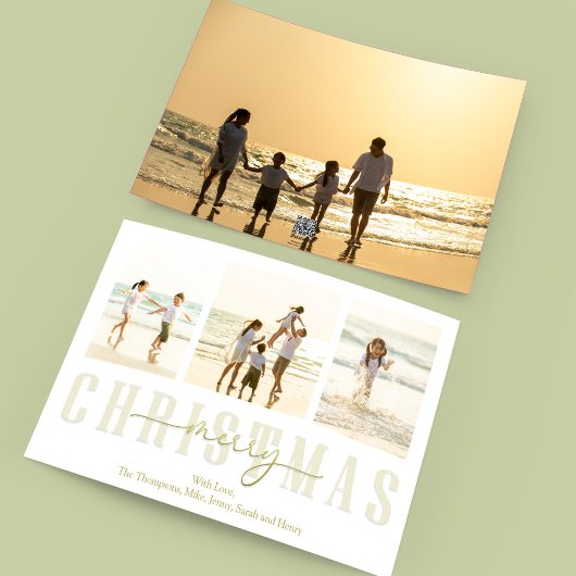 メリークリスマス金ゴールドエレガント書道4枚の写真 シーズンカード