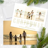 メリークリスマス金ゴールドエレガント書道4枚の写真 シーズンカード
