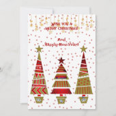 メリークリスマス金ゴールドオーナメントツリーデコールスノーフレーク シーズンカード (正面)