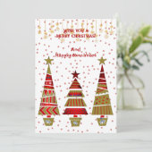 メリークリスマス金ゴールドオーナメントツリーデコールスノーフレーク シーズンカード (スタンド正面)