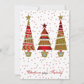 メリークリスマス金ゴールドオーナメントツリーデコールスノーフレーク シーズンカード (裏面)