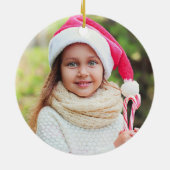 メリークリスマス金ゴールドカスタムスクリプト家族の写真 セラミックオーナメント (裏面)