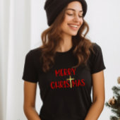 メリークリスマス金ゴールドクロス信仰黒 Tシャツ