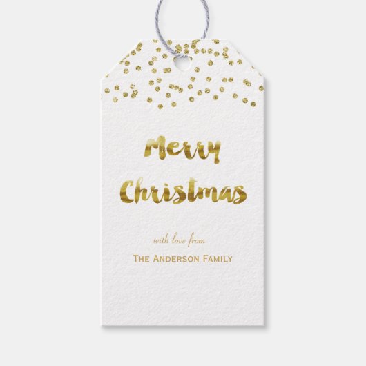 メリークリスマス金ゴールドグリッターギフトラベル ギフトタグ (正面)