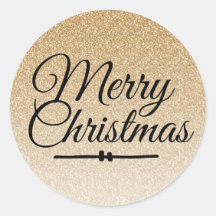 メリークリスマス金ゴールドグリッターグラデーション封筒用シール