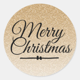 メリークリスマス金ゴールドグリッターグラデーション封筒用シール ラウンドシール
