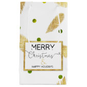 メリークリスマス金ゴールドグリッタースクリプトスモール抱き枕 スモールペーパーバッグ (正面)