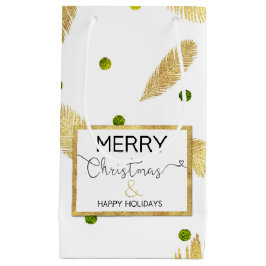 メリークリスマス金ゴールドグリッタースクリプトスモール抱き枕 スモールペーパーバッグ