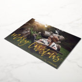 メリークリスマス金ゴールドグリッタースクリプトフォトフェード 箔招待状 (回転した状態)