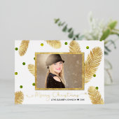 メリークリスマス金ゴールドグリッタースクリプト写真 箔シーズンカード (立ち正面)