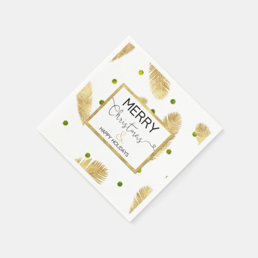 メリークリスマス金ゴールドグリッタースクリプト – ペーパーナプキン スタンダードカクテルナプキン (角)